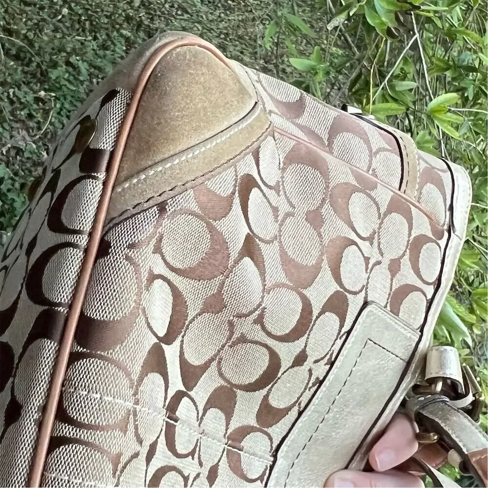 VINTAGE COACH Women's Shoulder Bag Tote 8K49 AUTHENTIC
